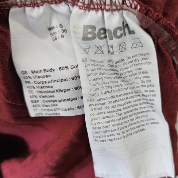 Bench Tee with Rutched Sides Logo Small US 6 Scrunched Heathered T-shirt Shirt S - Picture 4 of 5